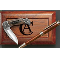 Sabre Series Ballpoint Pen & 4" Lockback Knife in Wood Box